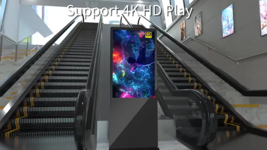 65 Inch Floor Standing Dual LCD Display Totem, Double Sided Digital Signage for Indoor